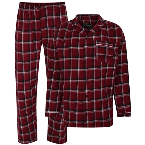 KAM Flannel Pyjama Set Burgundy